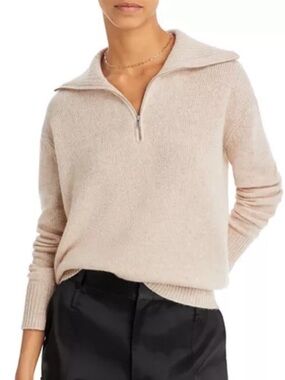 C by Bloomingdale's Cashmere Half-Zip Cashmere Sweater, Heather Oatmeal, Small